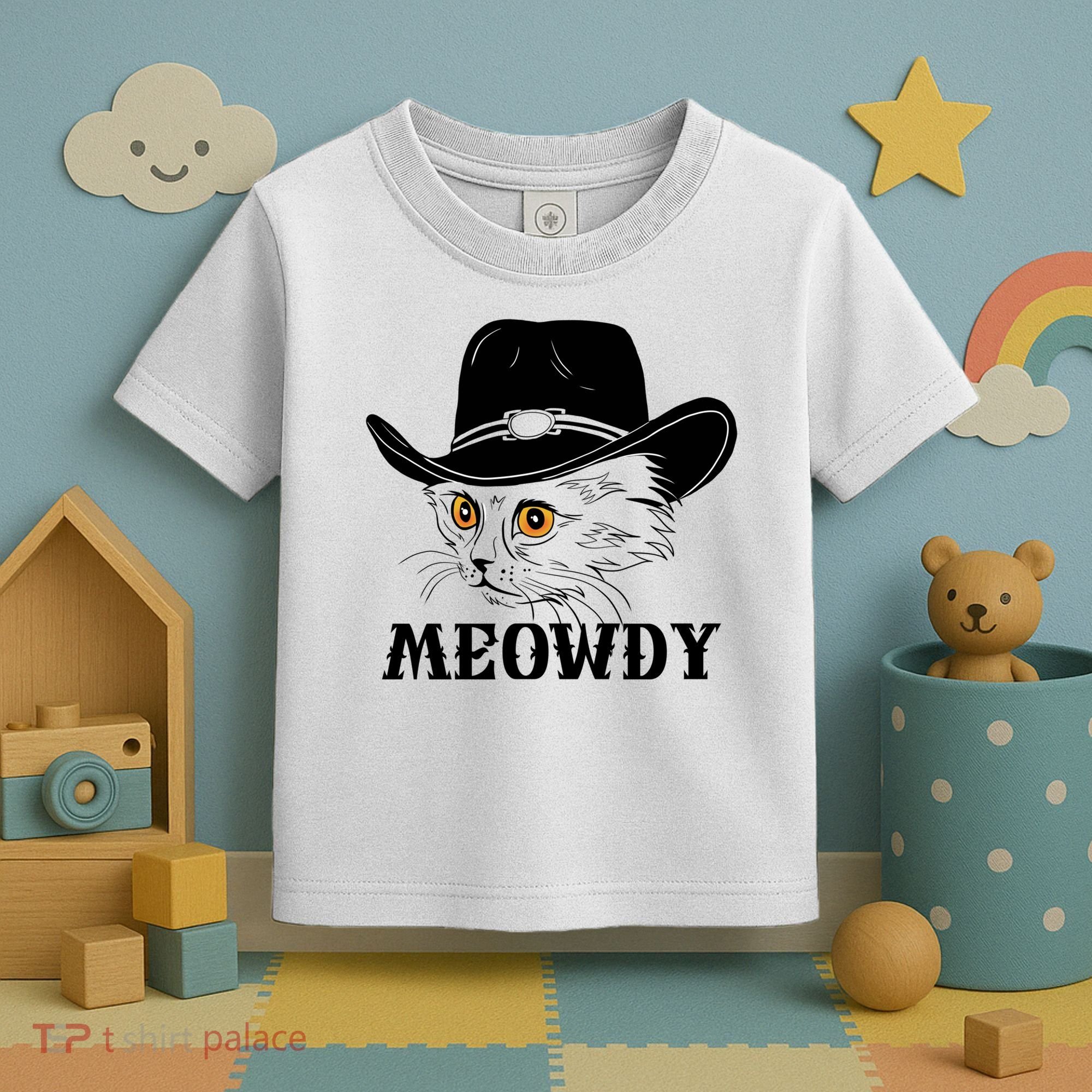 Meowdy Funny Howdy Cat Dad Joke Gift Toddler T-Shirt