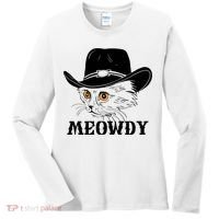 Meowdy Funny Howdy Cat Dad Joke Gift Women's Long Sleeve Shirt thumb 0