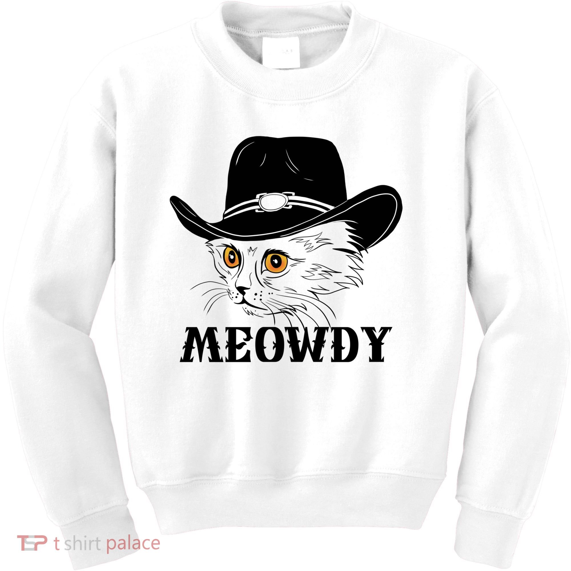 Meowdy Funny Howdy Cat Dad Joke Gift Kids Sweatshirt