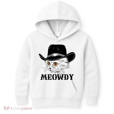 Meowdy Funny Howdy Cat Dad Joke Gift Kids Hoodie