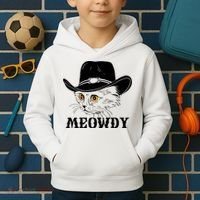 Meowdy Funny Howdy Cat Dad Joke Gift Kids Hoodie thumb 2