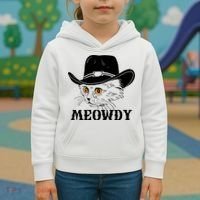 Meowdy Funny Howdy Cat Dad Joke Gift Kids Hoodie thumb 3