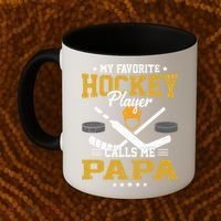 My Favorite Hockey Player Calls Me Papa Gift Coffee Mug thumb 2