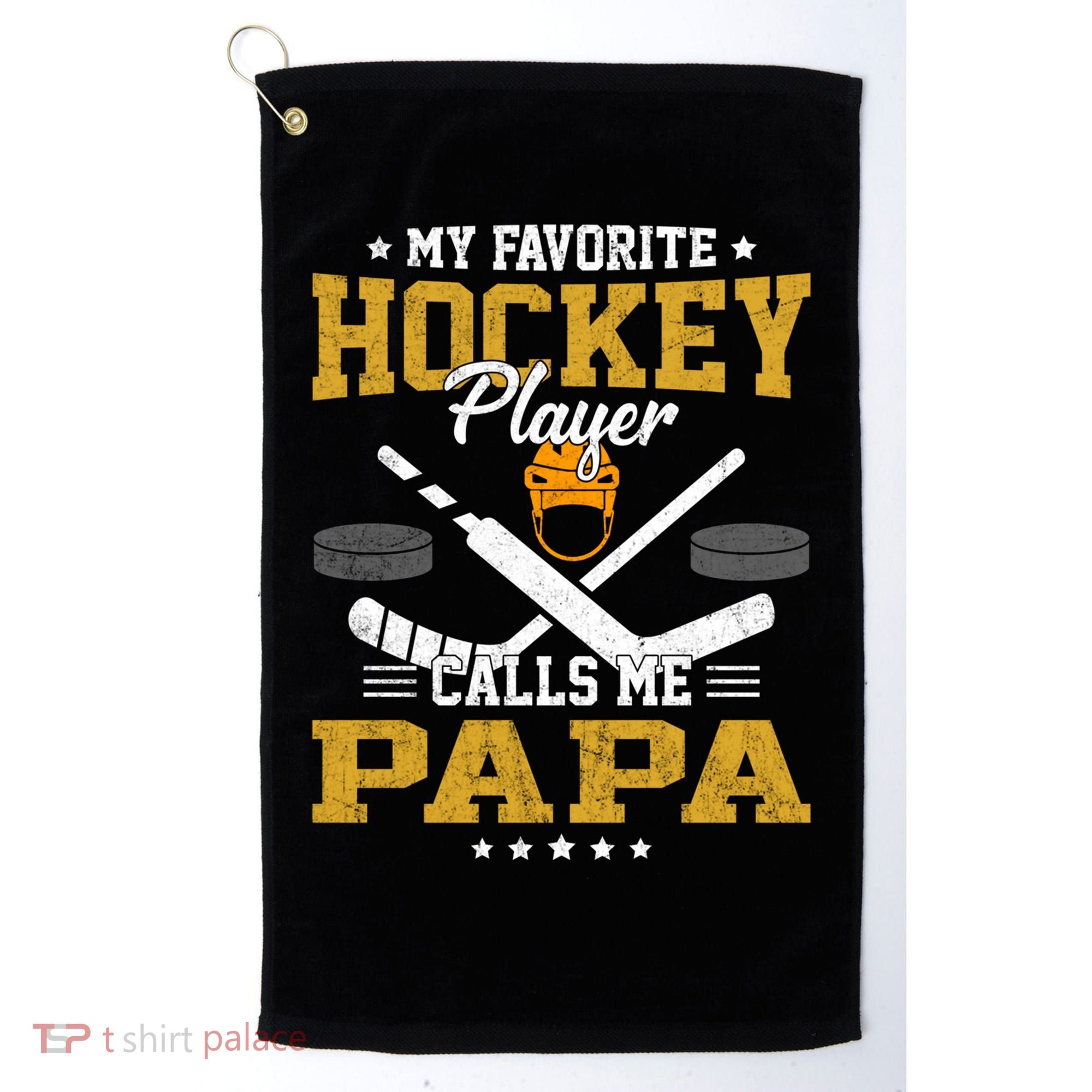 My Favorite Hockey Player Calls Me Papa Gift Golf Towel