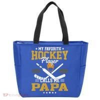 My Favorite Hockey Player Calls Me Papa Gift Tote Bag thumb 0