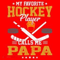 My Favorite Hockey Player Calls Me Papa Gift Santa Hat thumb 1