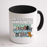 Medicine For Happiness Funny Cat Lover Coffee Mug thumb 1