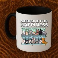 Medicine For Happiness Funny Cat Lover Coffee Mug thumb 2