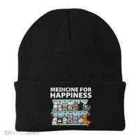 Medicine For Happiness Funny Cat Lover Beanie thumb 0