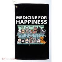 Medicine For Happiness Funny Cat Lover Golf Towel thumb 0