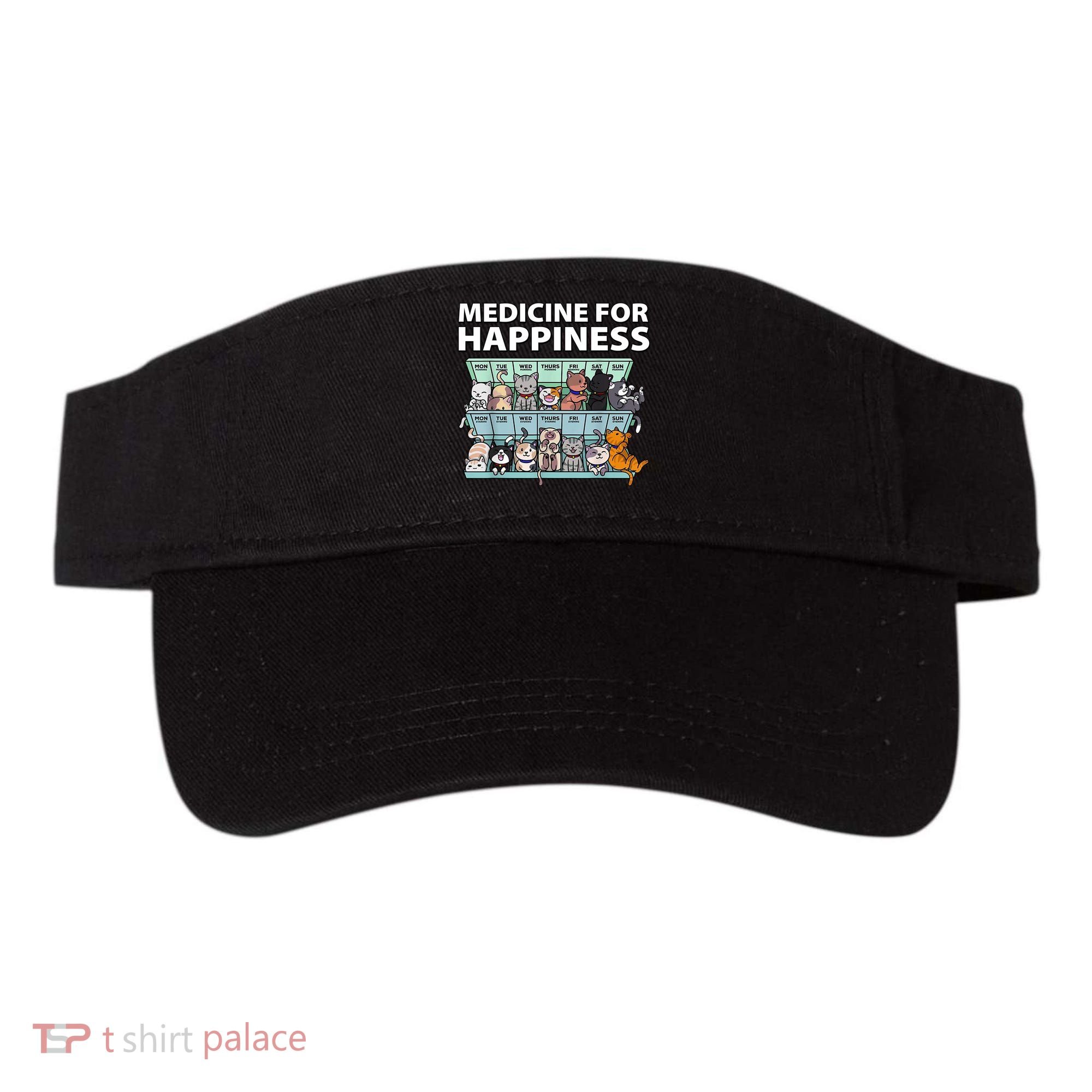 Medicine For Happiness Funny Cat Lover Visor