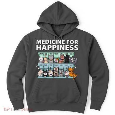 Medicine For Happiness Funny Cat Lover Hoodie