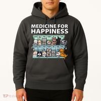 Medicine For Happiness Funny Cat Lover Hoodie thumb 2
