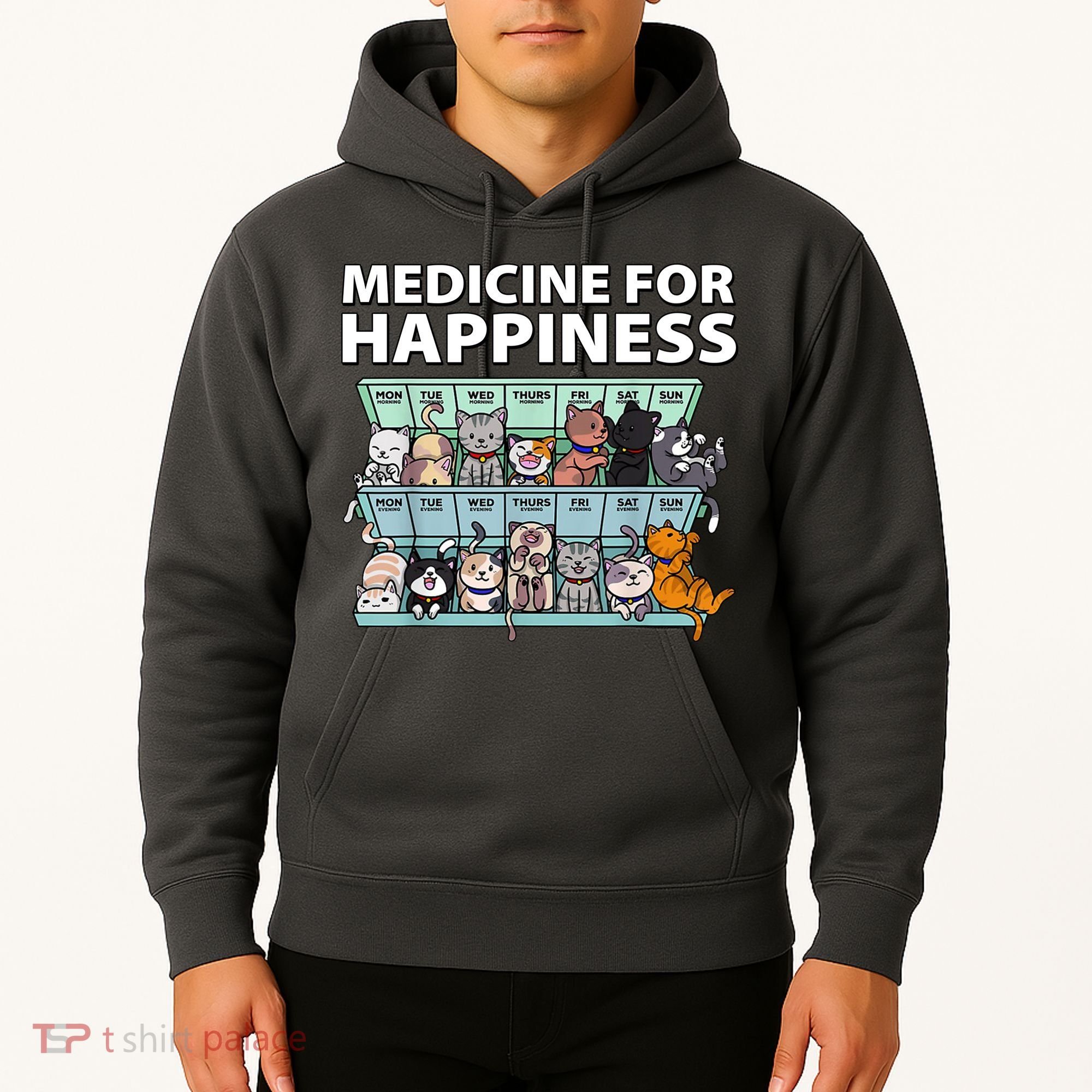 Medicine For Happiness Funny Cat Lover Hoodie