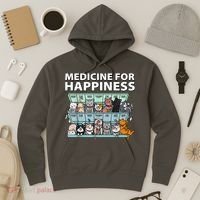 Medicine For Happiness Funny Cat Lover Hoodie thumb 3