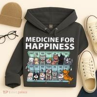 Medicine For Happiness Funny Cat Lover Hoodie thumb 4