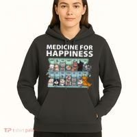 Medicine For Happiness Funny Cat Lover Hoodie thumb 5