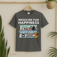 Medicine For Happiness Funny Cat Lover T-Shirt thumb 2
