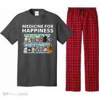 Medicine For Happiness Funny Cat Lover Pajama Set thumb 0