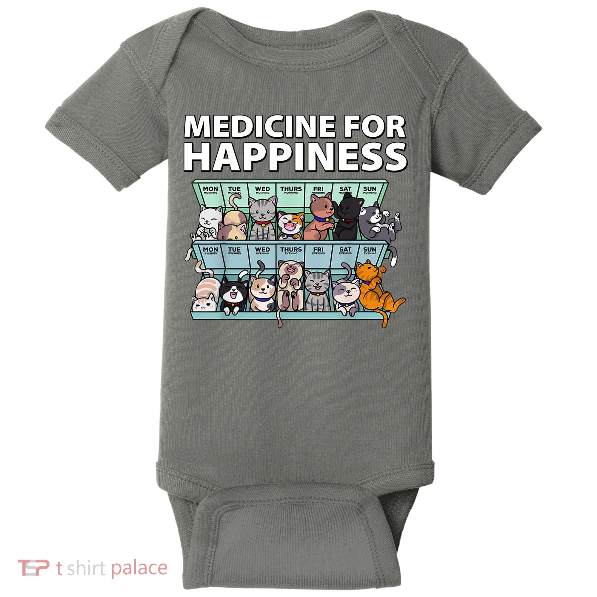 Medicine For Happiness Funny Cat Lover Baby Bodysuit