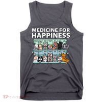 Medicine For Happiness Funny Cat Lover Tank Top thumb 0