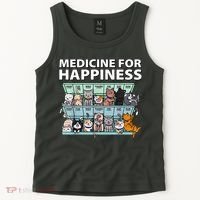Medicine For Happiness Funny Cat Lover Tank Top thumb 2