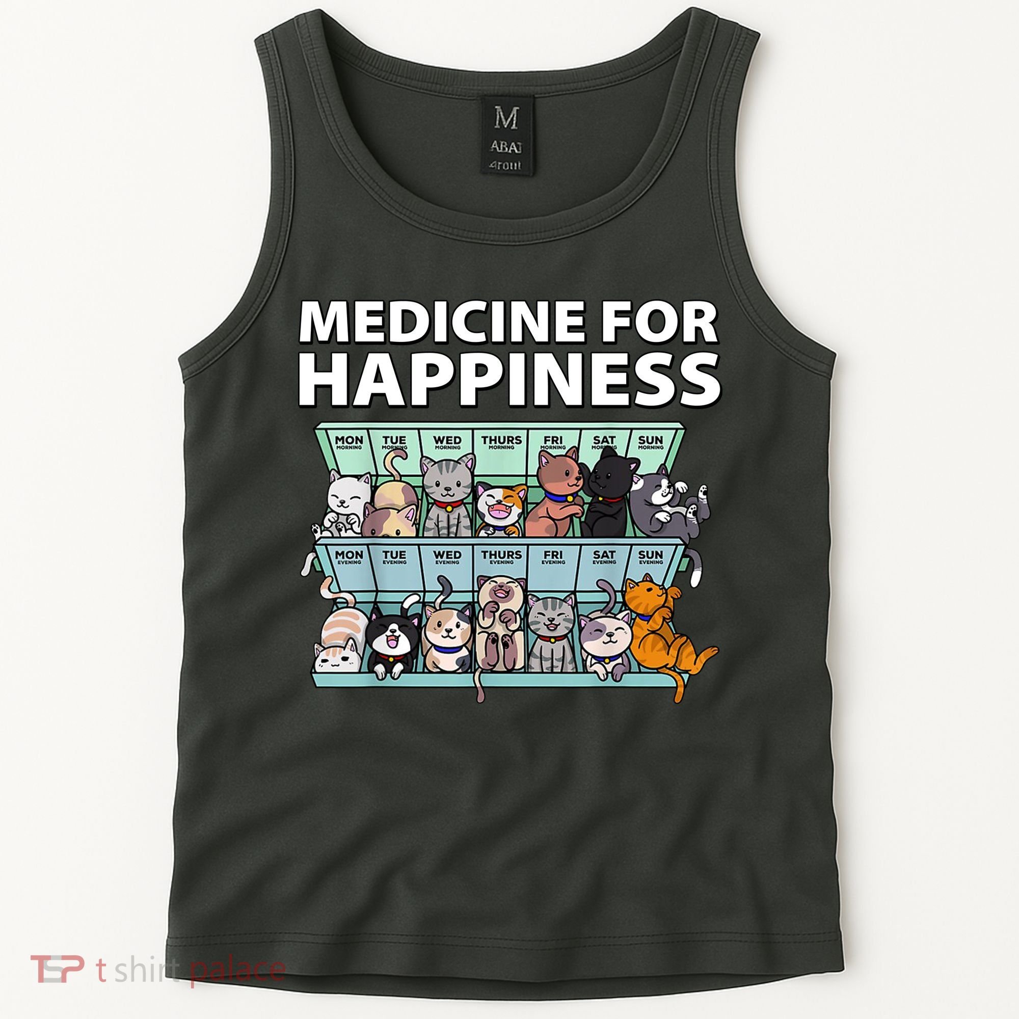 Medicine For Happiness Funny Cat Lover Tank Top