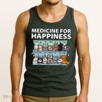 Medicine For Happiness Funny Cat Lover Tank Top thumb 3