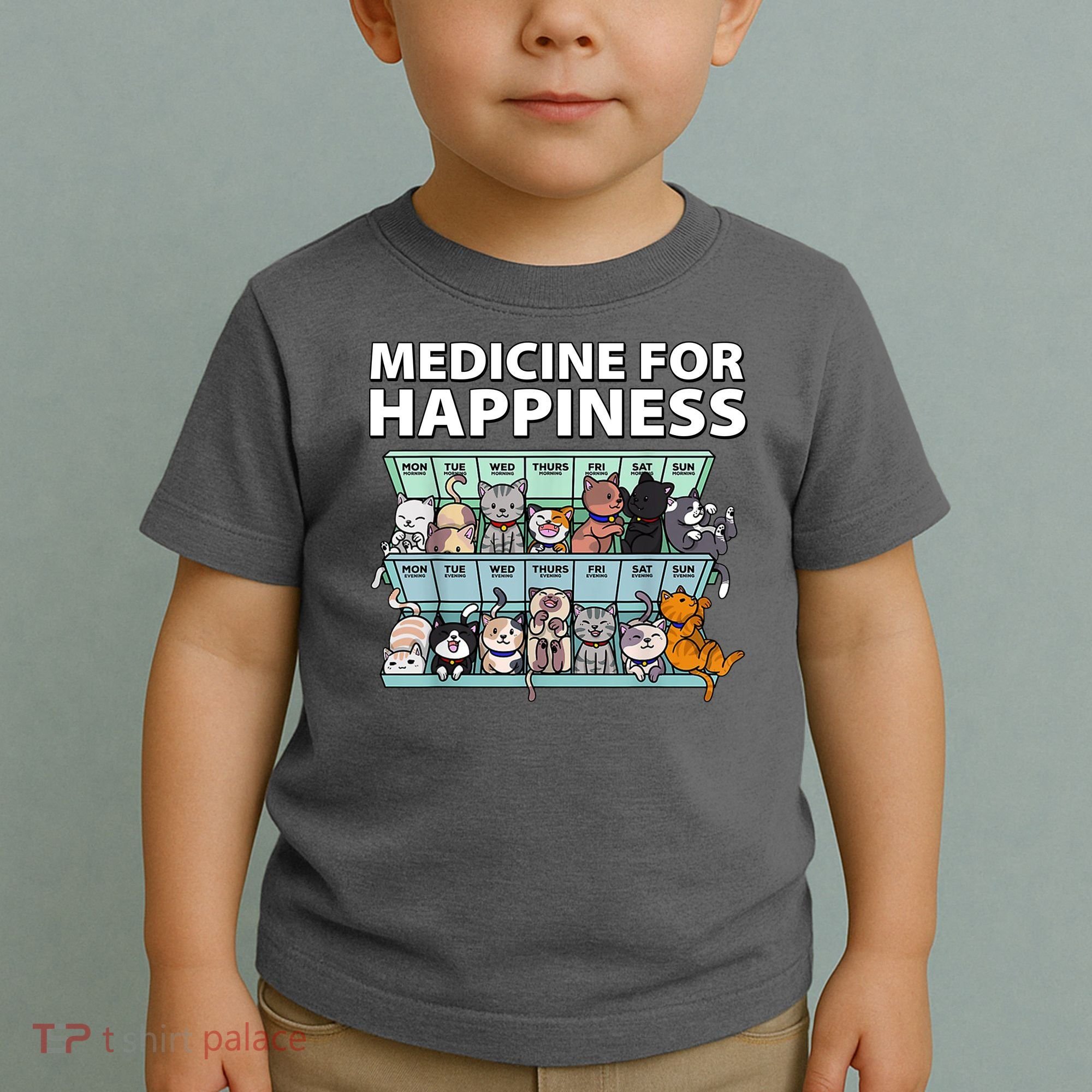 Medicine For Happiness Funny Cat Lover Toddler T-Shirt