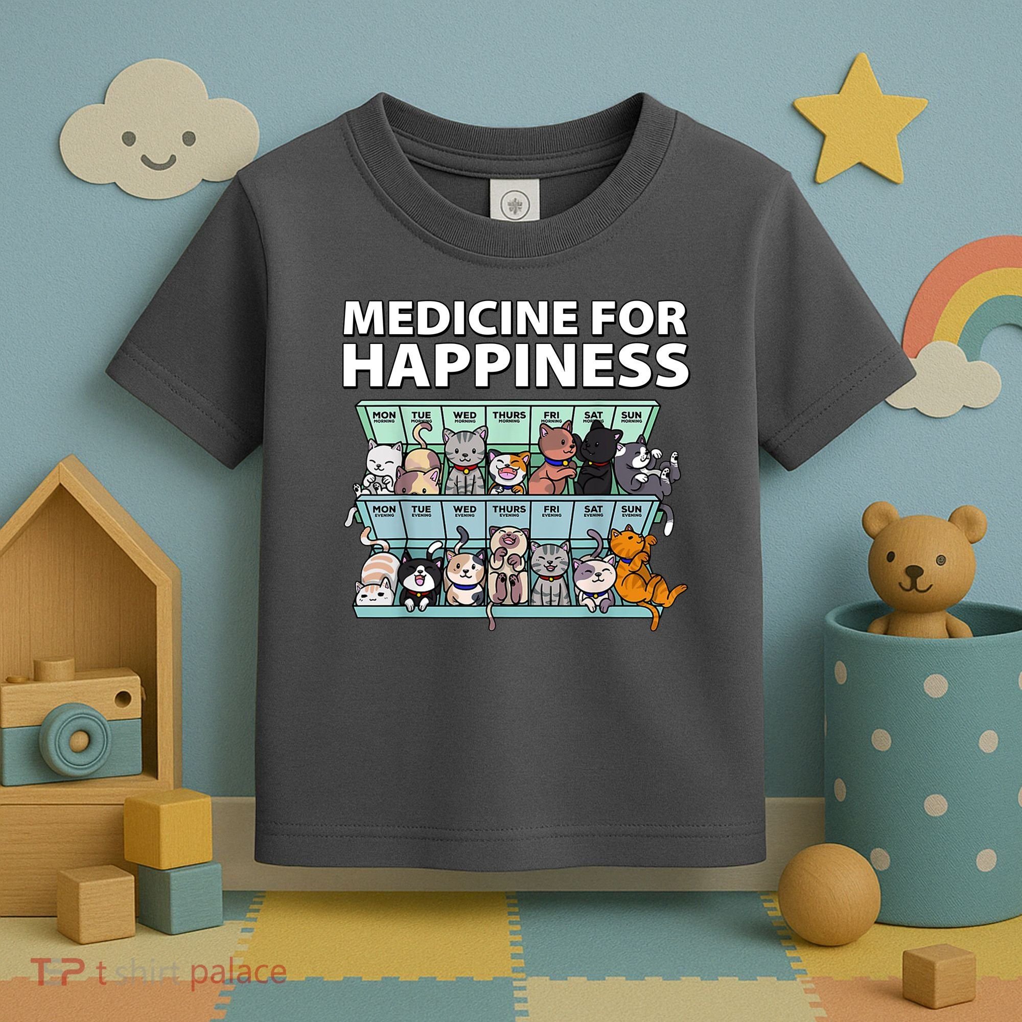 Medicine For Happiness Funny Cat Lover Toddler T-Shirt