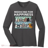 Medicine For Happiness Funny Cat Lover Women's Long Sleeve Shirt thumb 0