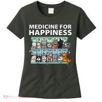 Medicine For Happiness Funny Cat Lover Women's T-Shirt thumb 0