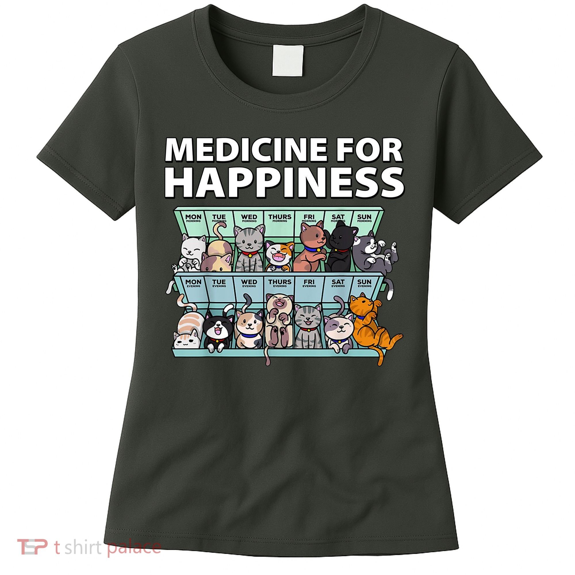 Medicine For Happiness Funny Cat Lover Women's T-Shirt
