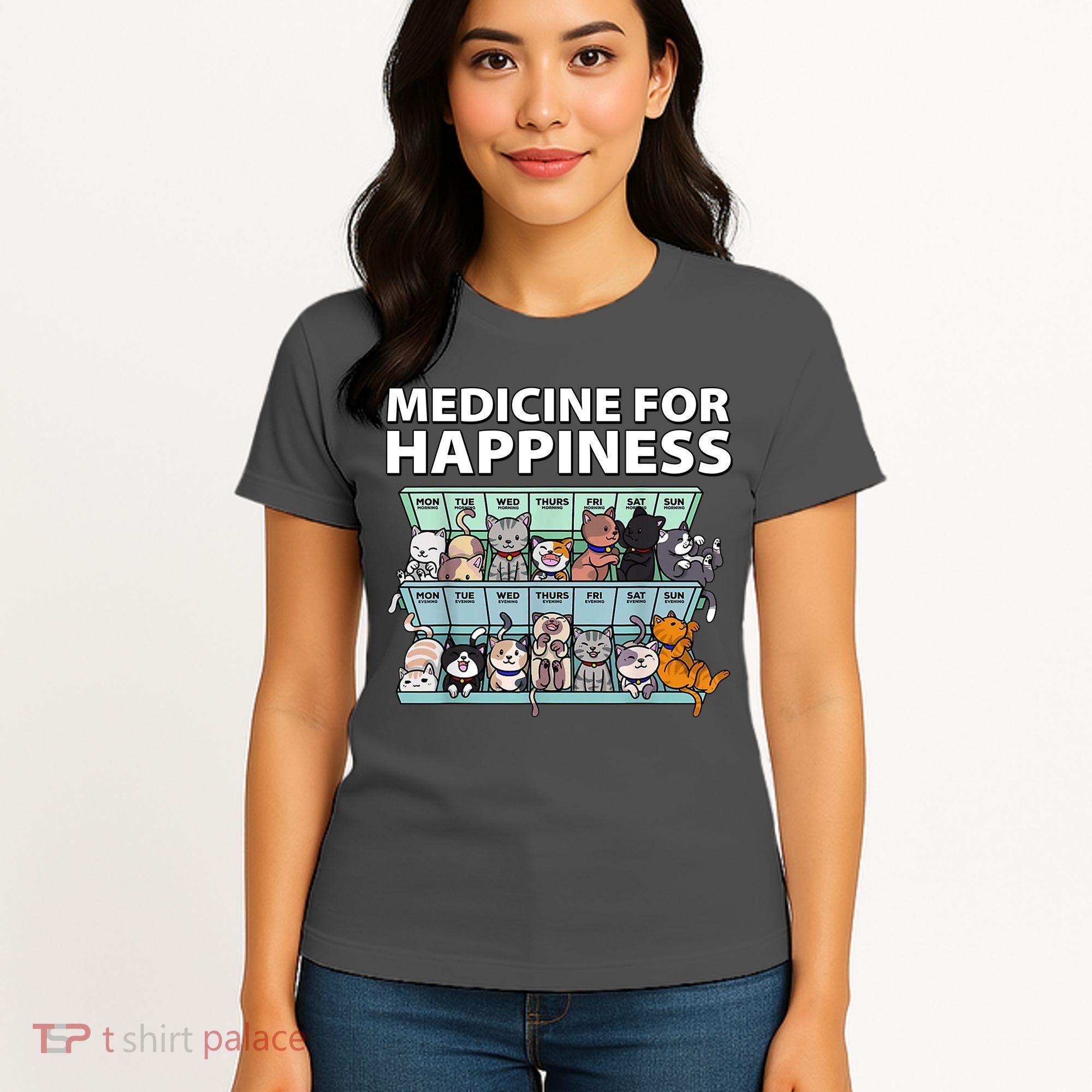 Medicine For Happiness Funny Cat Lover Women's T-Shirt