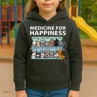 Medicine For Happiness Funny Cat Lover Kids Hoodie thumb 3