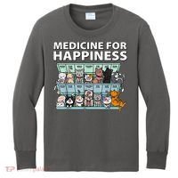 Medicine For Happiness Funny Cat Lover Kids Long Sleeve Shirt thumb 0