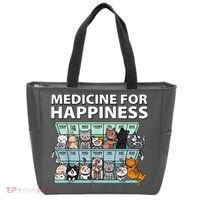 Medicine For Happiness Funny Cat Lover Tote Bag thumb 0