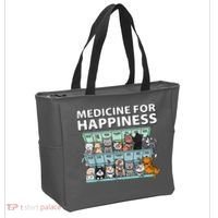 Medicine For Happiness Funny Cat Lover Tote Bag thumb 2