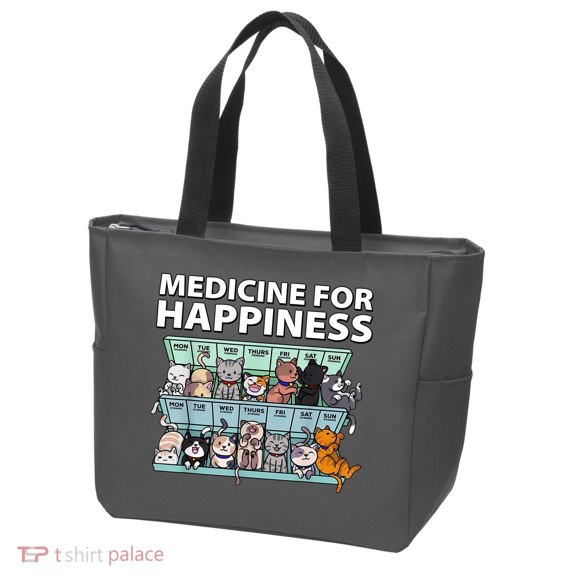 Medicine For Happiness Funny Cat Lover Tote Bag