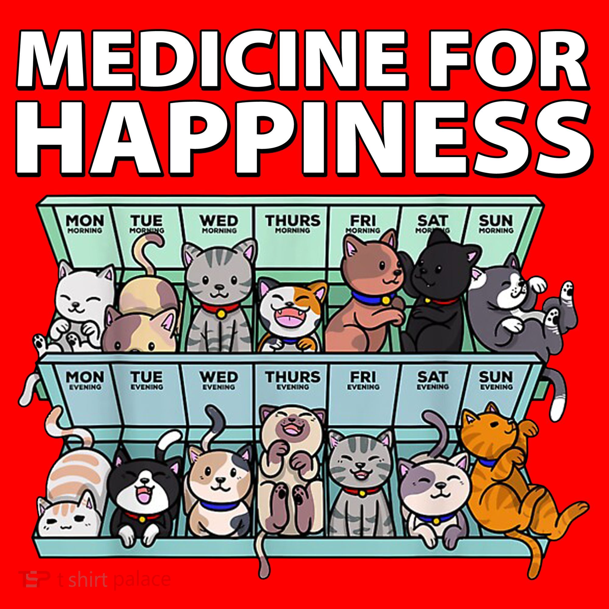 Medicine For Happiness Funny Cat Lover Santa Hat