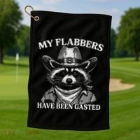 My Flabbers Have Been Gasted Funny Raccoon Cowboy Golf Towel thumb 1