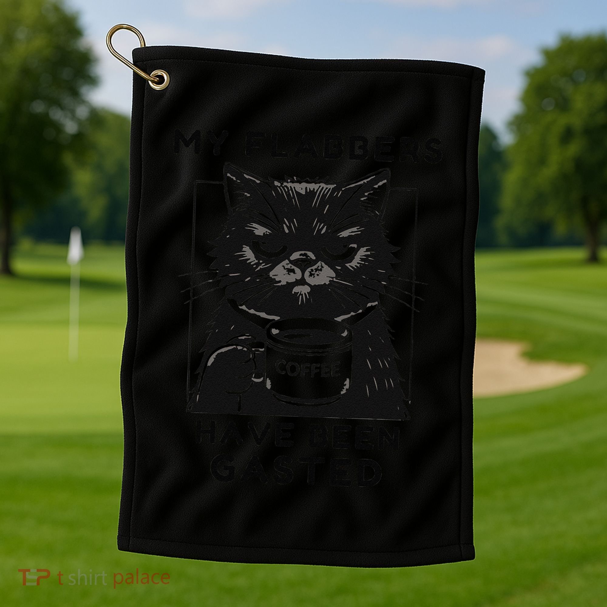 My Flabbers Have Been Gasted Distressed Retro Funny Cat Golf Towel