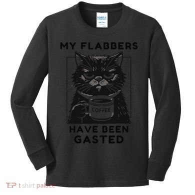 My Flabbers Have Been Gasted Distressed Retro Funny Cat Kids Long Sleeve Shirt