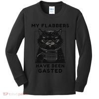 My Flabbers Have Been Gasted Distressed Retro Funny Cat Kids Long Sleeve Shirt thumb 0