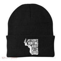My Favorite Hunting Buddy Calls Me Dad Fathers Day Gift Beanie thumb 0