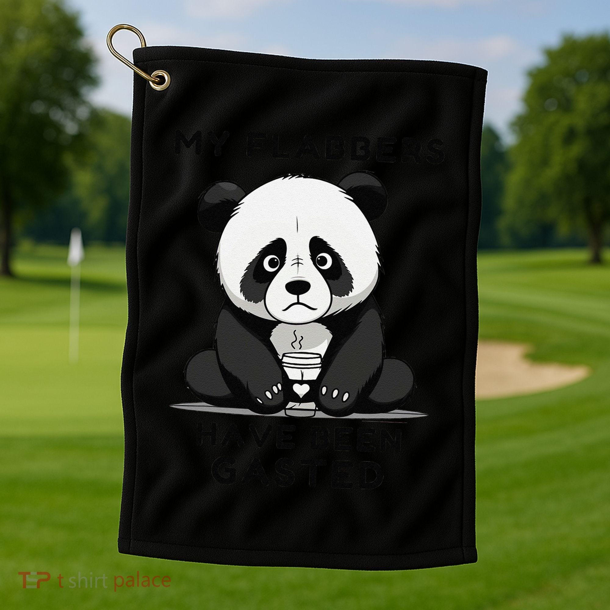 My Flabbers Have Been Gasted Distressed Retro Cute Panda Golf Towel