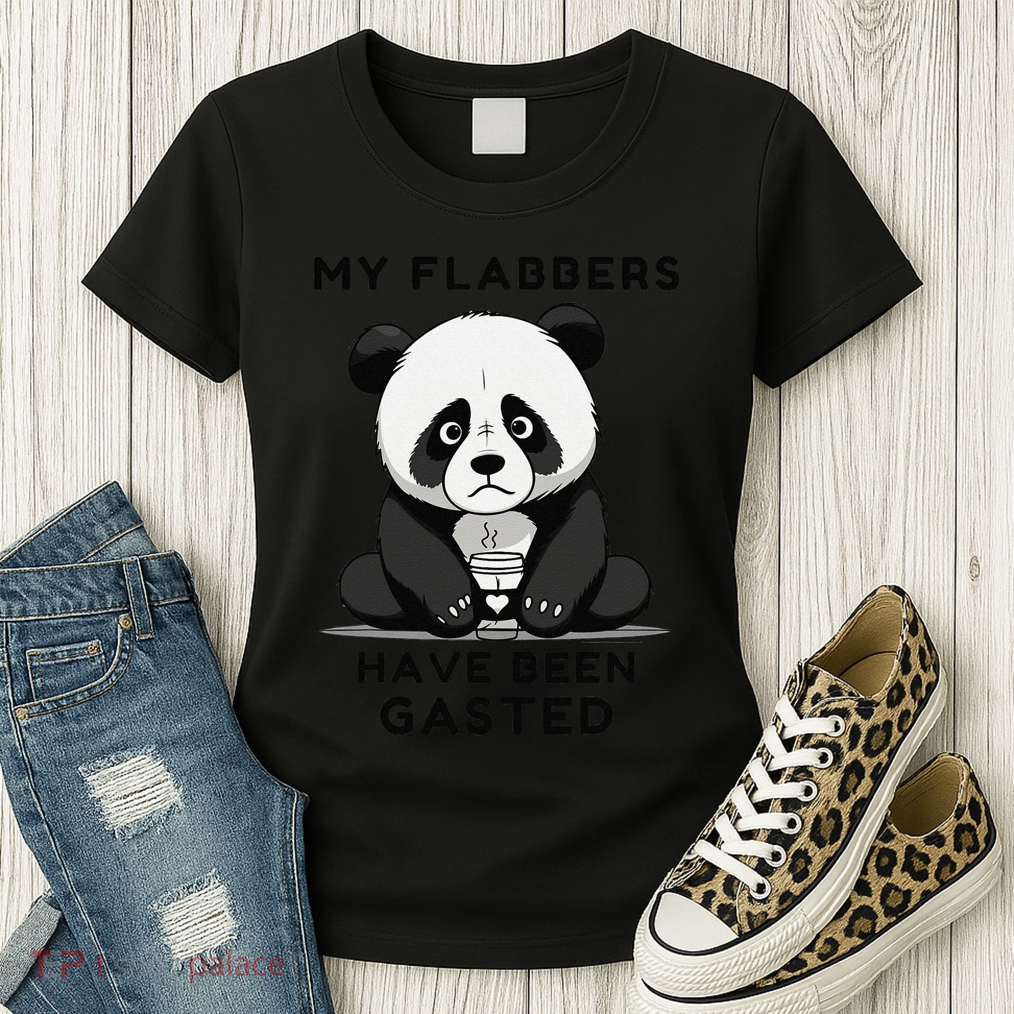 My Flabbers Have Been Gasted Distressed Retro Cute Panda Women's T-Shirt