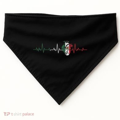 Mexico Flag Heartbeat For Mexican Pride Mexican Flag Root USA-Made Doggie Bandana