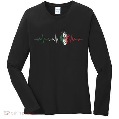 Mexico Flag Heartbeat For Mexican Pride Mexican Flag Root Women's Long Sleeve Shirt