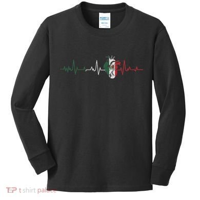 Mexico Flag Heartbeat For Mexican Pride Mexican Flag Root Kids Long Sleeve Shirt
